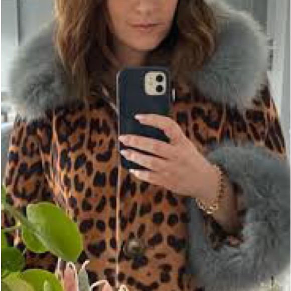 Charlotte Simone Edie Leopard Print Short Coat with Blue Cuffs - XL - NWOT - Picture 4 of 14